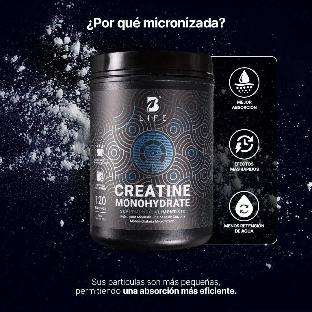 CREATINE MONOHYDRATE | Creatina monohidrato micronizada 600gr 120 servicios