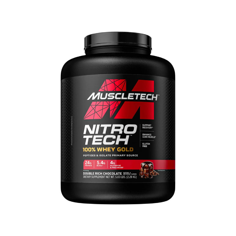 NITRO-TECH 100% WHEY GOLD 5lb | Proteína de suero de leche (Whey Protein) y Glutamina 69 servicios