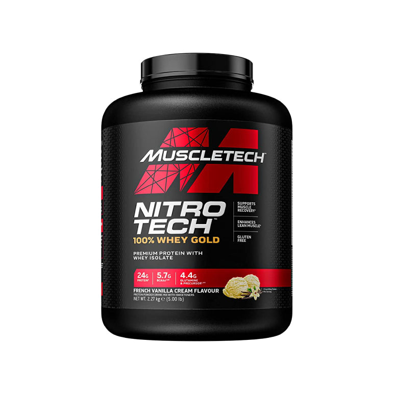 NITRO-TECH 100% WHEY GOLD 5lb | Proteína de suero de leche (Whey Protein) y Glutamina 69 servicios