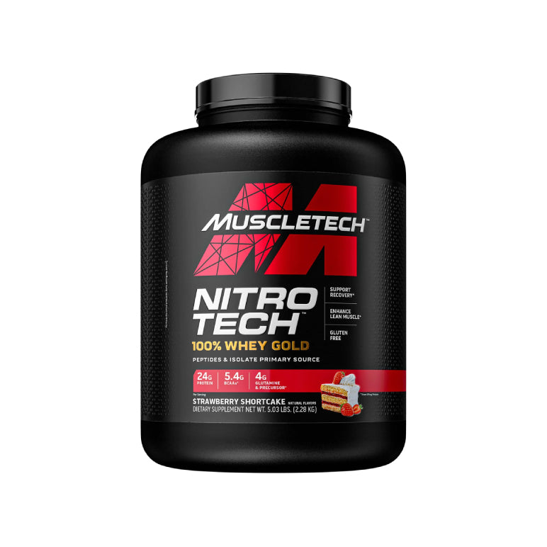 NITRO-TECH 100% WHEY GOLD 5lb | Proteína de suero de leche (Whey Protein) y Glutamina 69 servicios