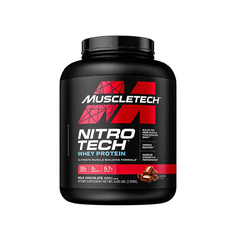 NITRO-TECH WHEY PROTEIN 4lb | Proteína de suero de leche (Whey Protein), Creatina y Glutamina 40 servicios
