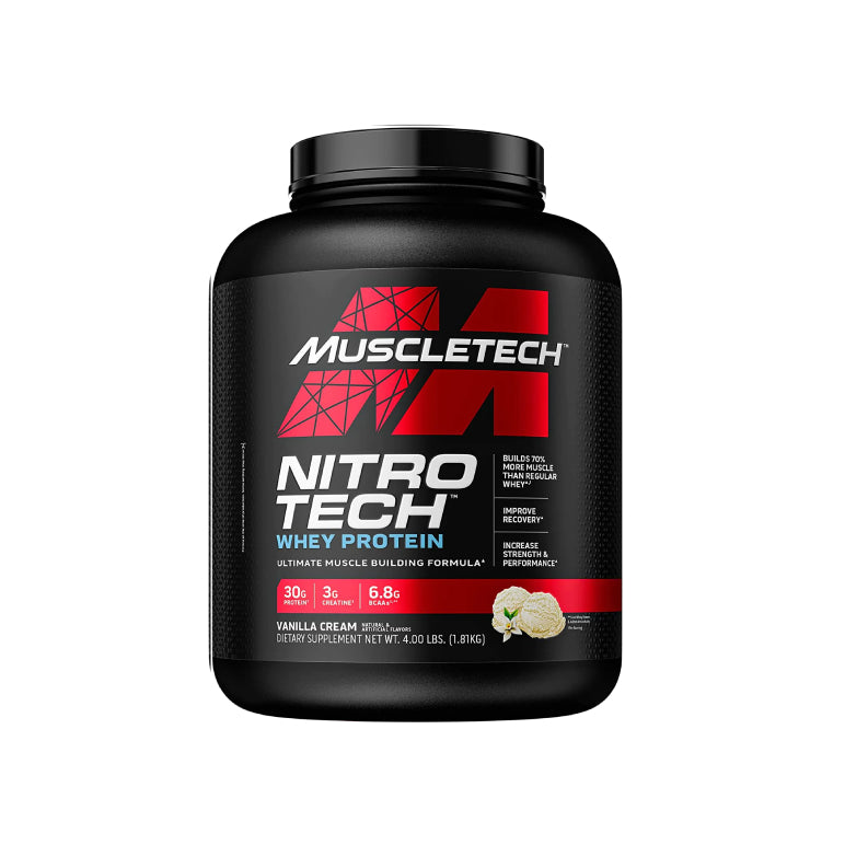NITRO-TECH WHEY PROTEIN 4lb | Proteína de suero de leche (Whey Protein), Creatina y Glutamina 40 servicios