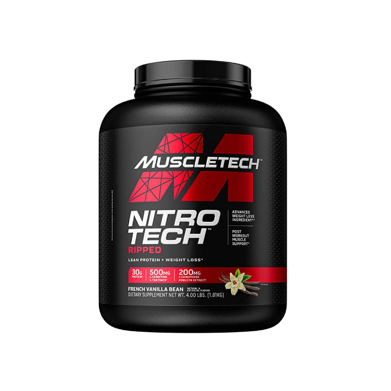 NITRO-TECH RIPPED 4lb | Proteína de suero de leche (Whey Protein), Carnitina y CLA 42 servicios