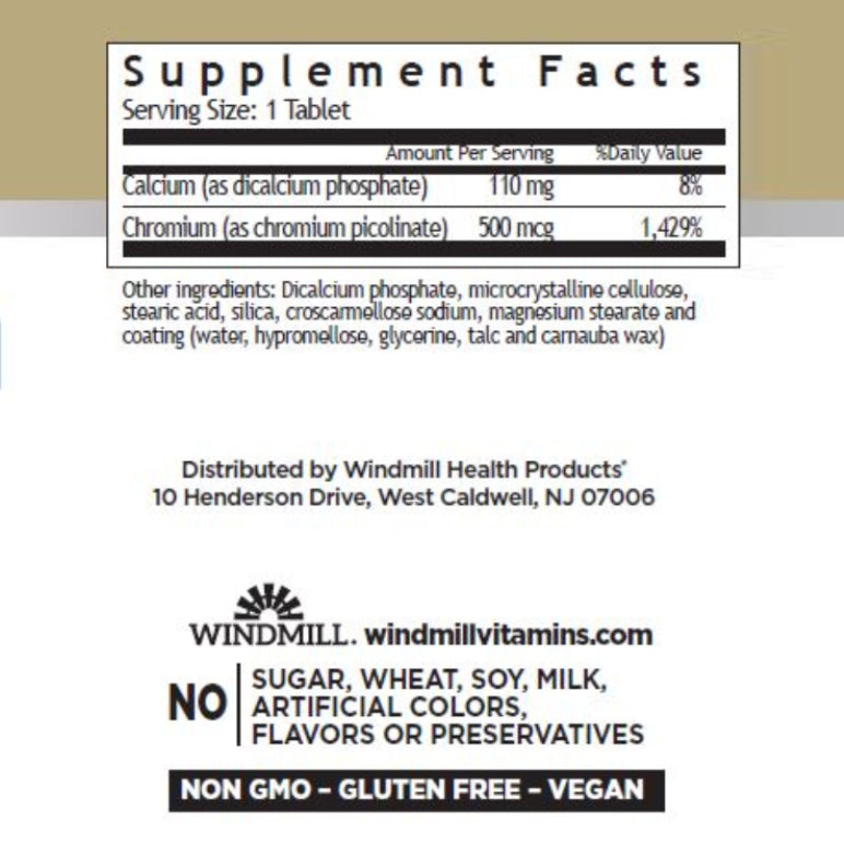 Chromium Picolinate | Picolinato de Cromo 500mcg 60 tabletas