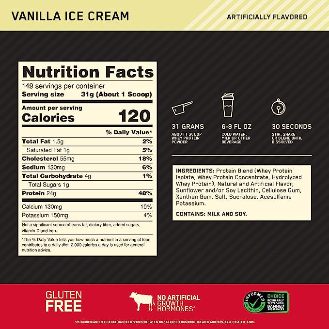 Gold Standard 100% Whey 10lb | Proteína de suero de leche (Whey Protein) 141-149 servicios