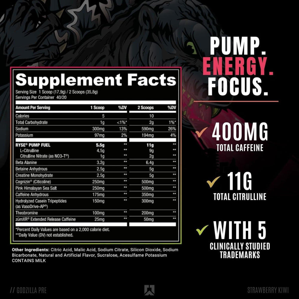 RYSE Godzilla Pre-workout 🦖 | Pre-entreno 20/40 servicios
