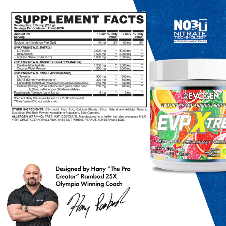 EVP Xtreme N.O. | Pre-entreno con estimulantes 20/40 servicios