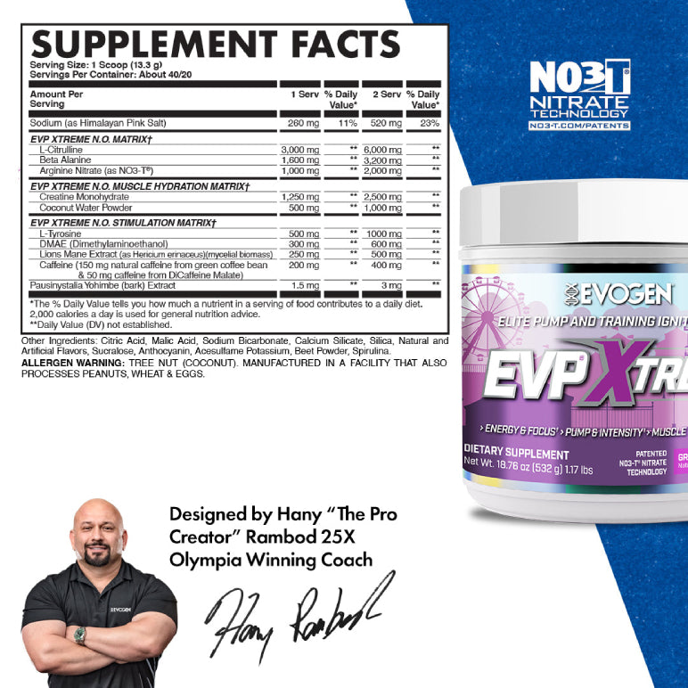 EVP Xtreme N.O. | Pre-entreno con estimulantes 20/40 servicios