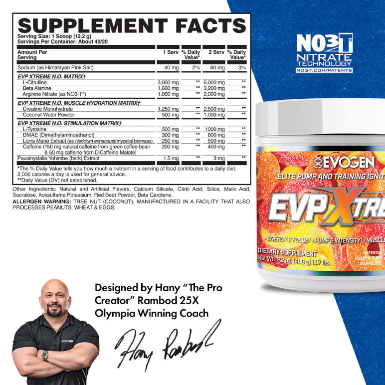 EVP Xtreme N.O. | Pre-entreno con estimulantes 20/40 servicios