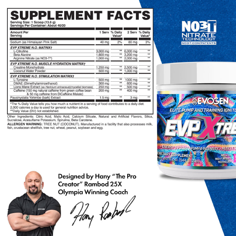 EVP Xtreme N.O. | Pre-entreno con estimulantes 20/40 servicios