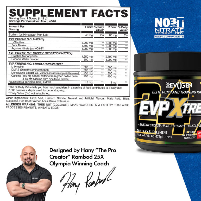 EVP Xtreme N.O. | Pre-entreno con estimulantes 20/40 servicios