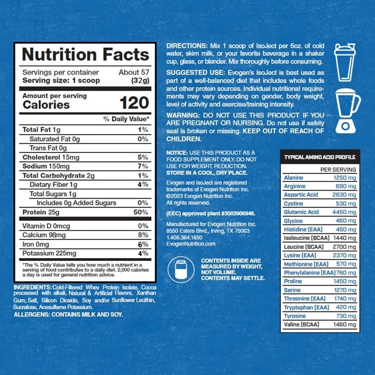 IsoJect 4lb | Proteína de suero de leche Isolatada (Whey Isolate) 55-57 servicios