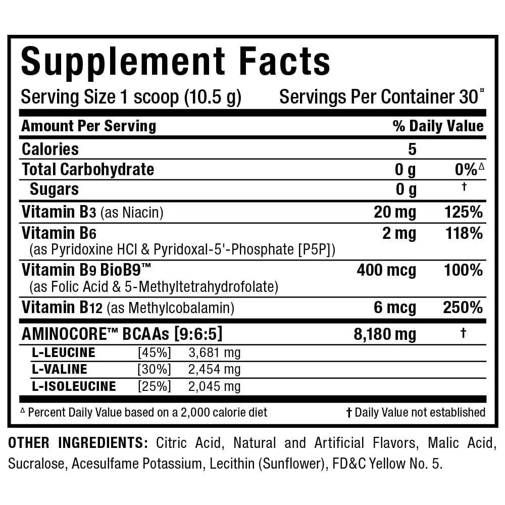 AMINOCORE BCAA | BCAA's y Vitaminas B, 30 servicios
