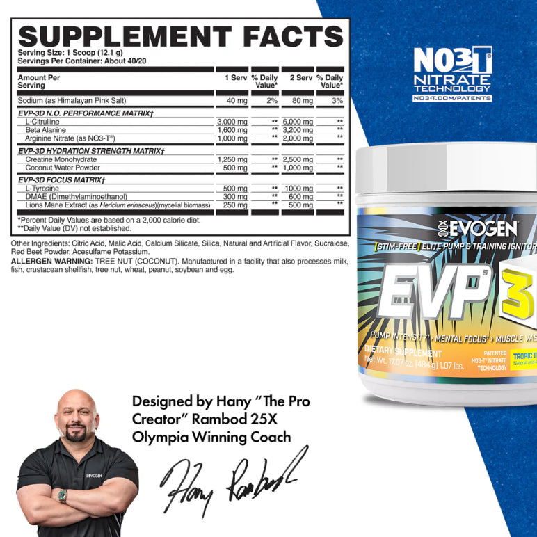 EVP 3D | Pre-entreno sin estimulantes 20/40 servicios