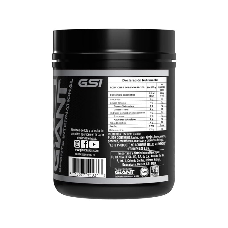 GIANT BETA ALANINE | Beta Alanina 400gr 200 servicios