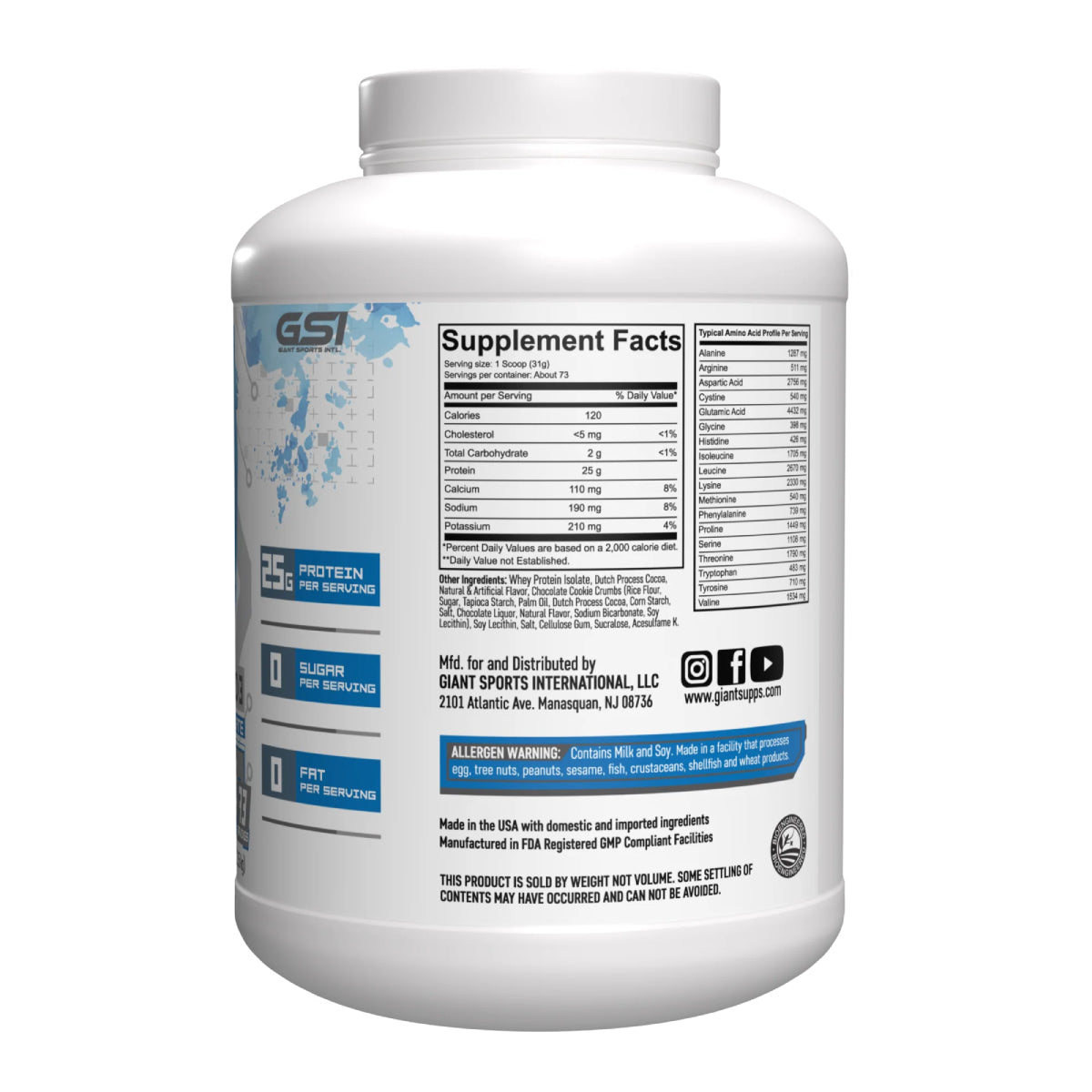 GIANT ISO UPGRAD3 5lb | Proteína de suero de leche Isolatada (Whey Isolate) 73-74 servicios