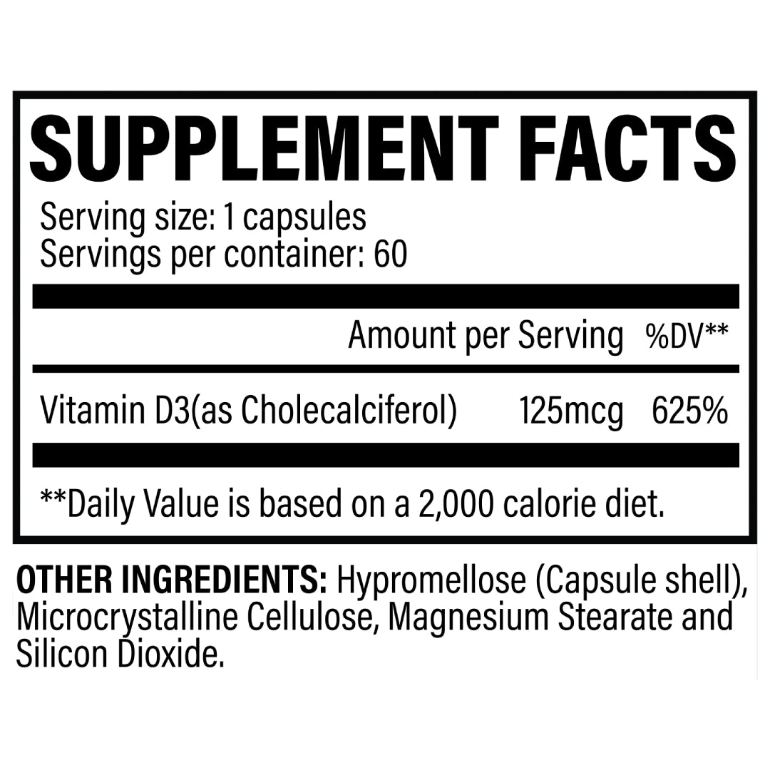 VITAMIN D3 | Vitamina D3 125mcg (5,000ui) 60 cápsulas