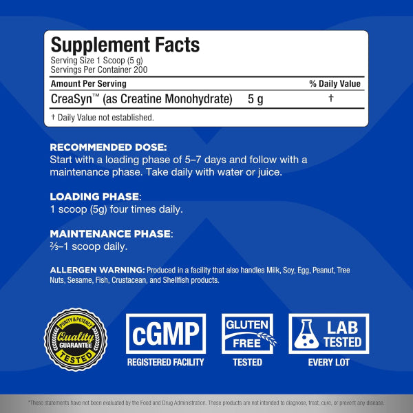 CREATINE Pharmaceutical Grade | Creatina monohidrato (Creasyn™) 1kg 200 servicios