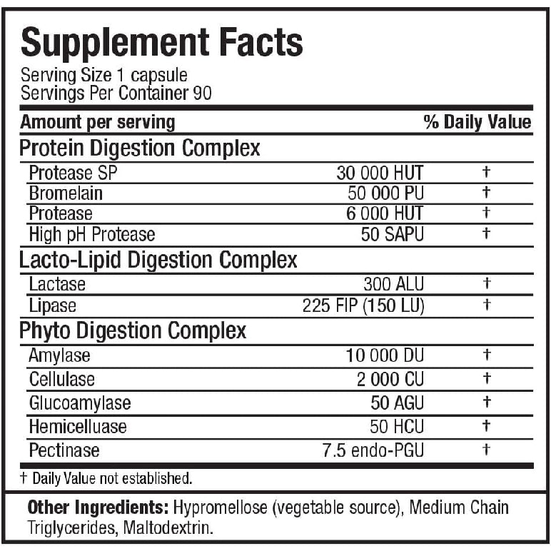 Digestive Enzymes | Enzimas digestivas 90 cápsulas