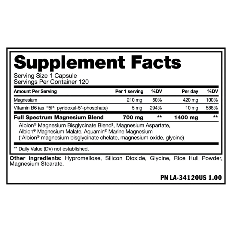 MUSCLE MAG | Mix de 4 tipos de Magnesio 210mg 120 cápsulas