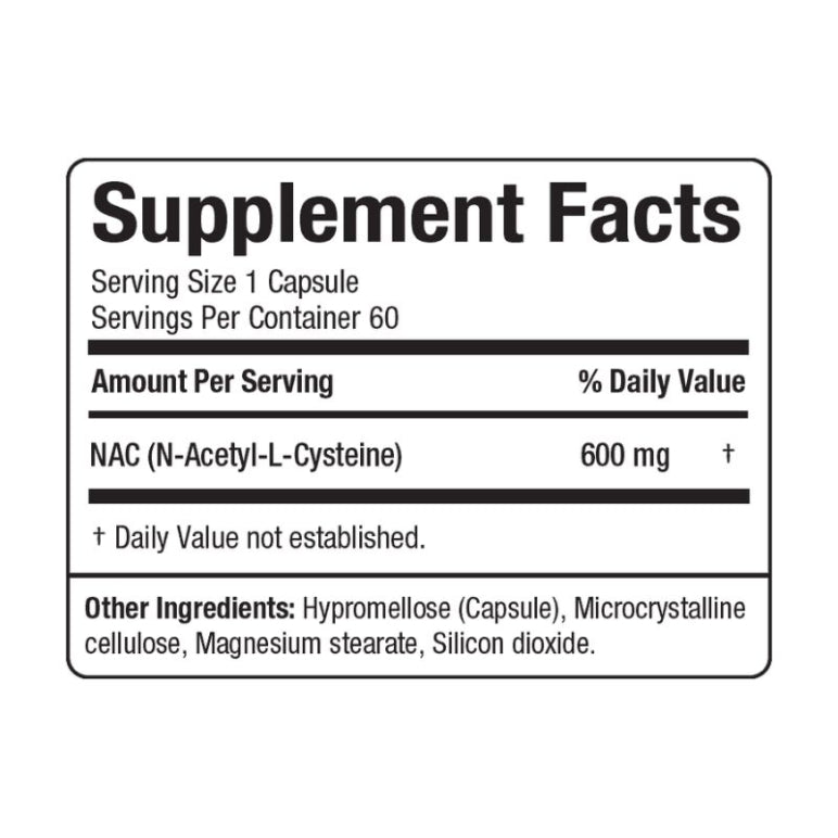 N-Acetyl-L-Cysteine NAC | NAC 600mg 60 cápsulas