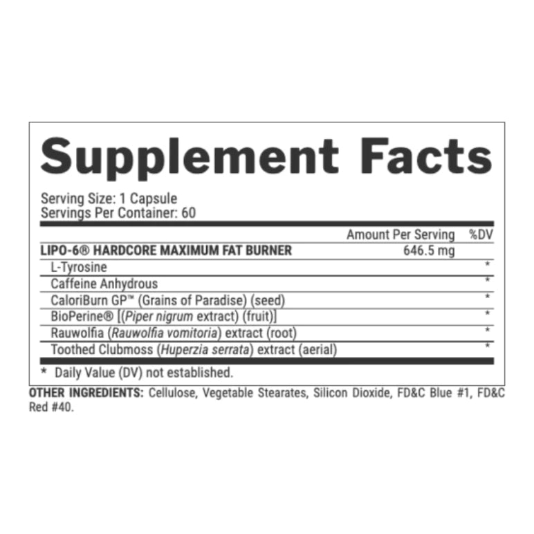 Lipo 6 HARDCORE | Quemador 60 cápsulas