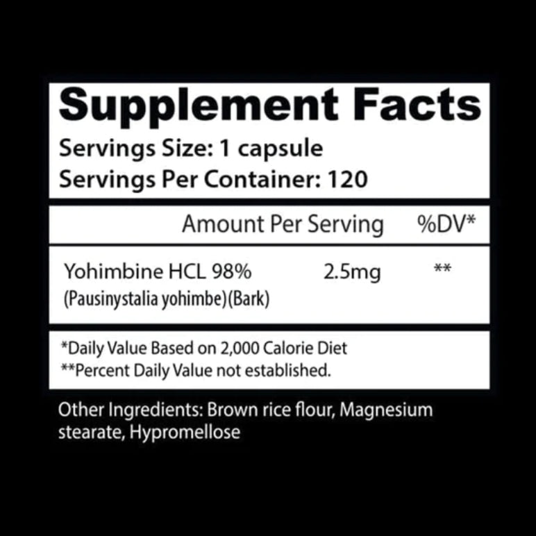 Yohimbine HCL | Yohimbe 2.5mg 120 cápsulas