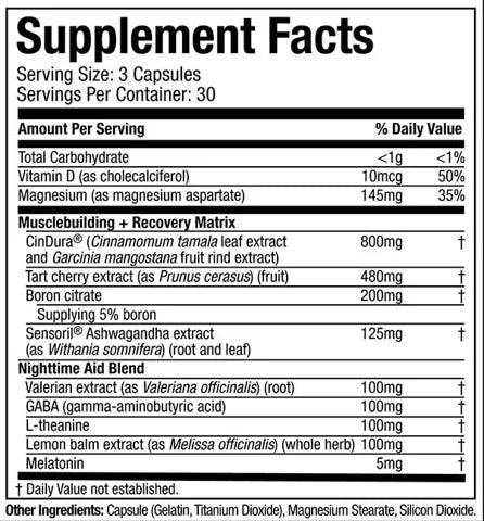 Muscle Builder PM | Melatonina y Ashwagandha 90 cápsulas