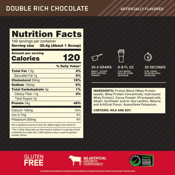 Gold Standard 100% Whey 10lb | Proteína de suero de leche (Whey Protein) 141-149 servicios
