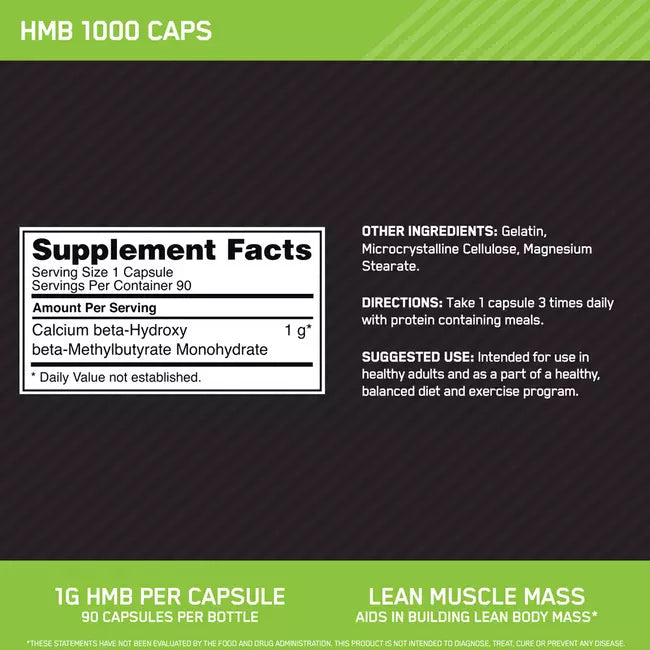 ON 𝗛𝗠𝗕 | HMB 1,000mg 90 cápsulas