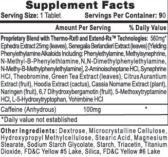 Lipodrene | Quemador con Ephedra y Sinephrina 90 tabletas