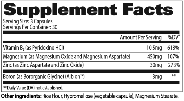 ZMAG-T | ZMA (Zinc, Magnesio y Vitamina B6) 90 cápsulas
