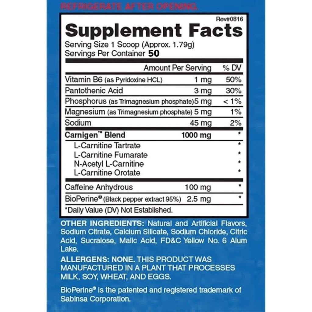 Carnigen Plus Caffeine | Mix de 4 tipos de Carnitina + Cafeína 50 servicios