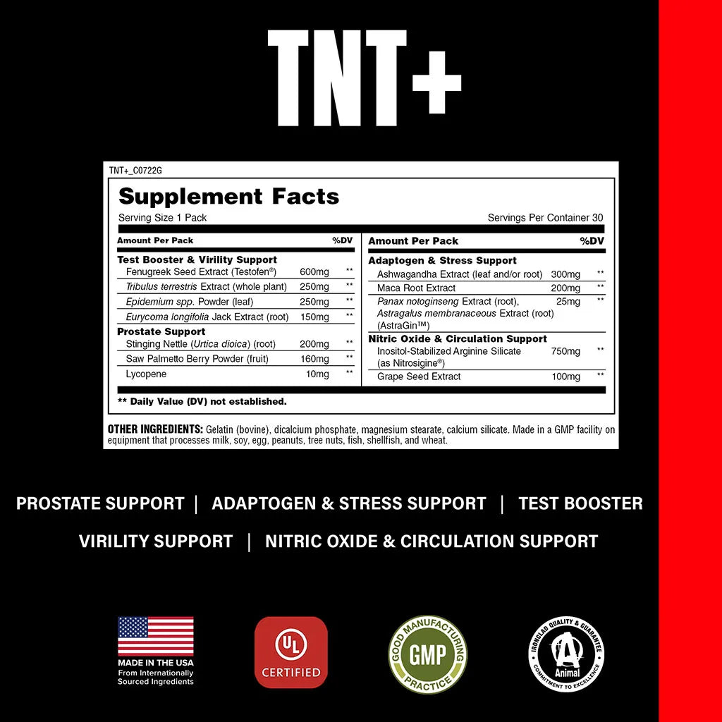 Animal TNT+ | Precursor de test y Ashwagandha 30 packs