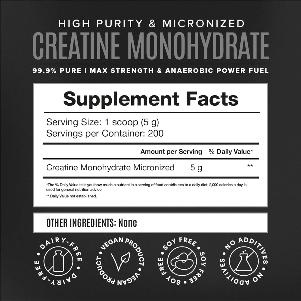 Birdman High-Purity & Micronized Creatine Monohydrate | Creatina monohidrato micronizada 1kg 200 servicios Sin sabor