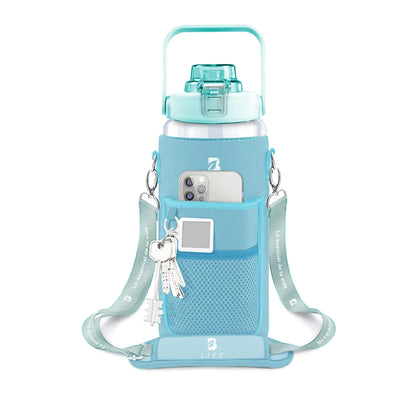 Botella motivacional | Botella de 2 litros para bebidas frías o calientes, con funda y bolsillos Varios Colores