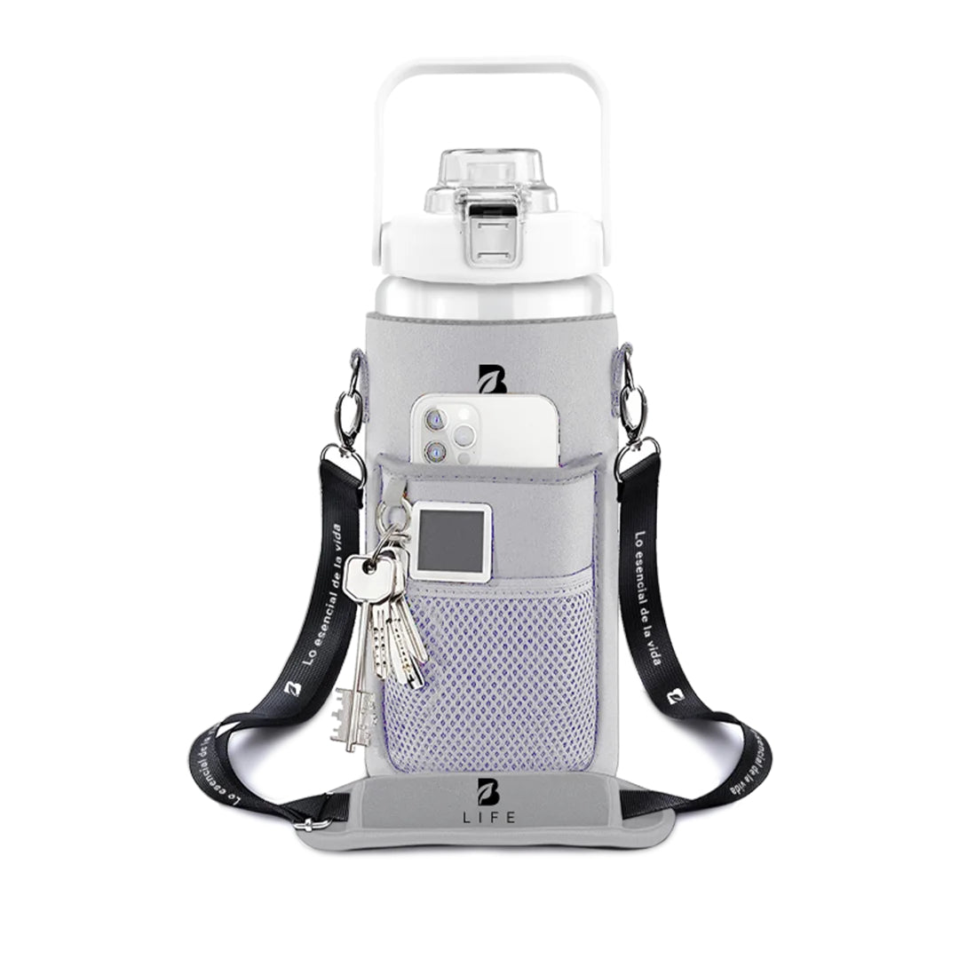 Botella motivacional | Botella de 2 litros para bebidas frías o calientes, con funda y bolsillos Varios Colores