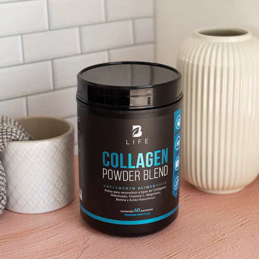 COLLAGEN POWDER BLEND | Colágeno Hidrolizado, Vitamina C, Magnesio, Biotina y Ácido Hialurónico 60 servicios