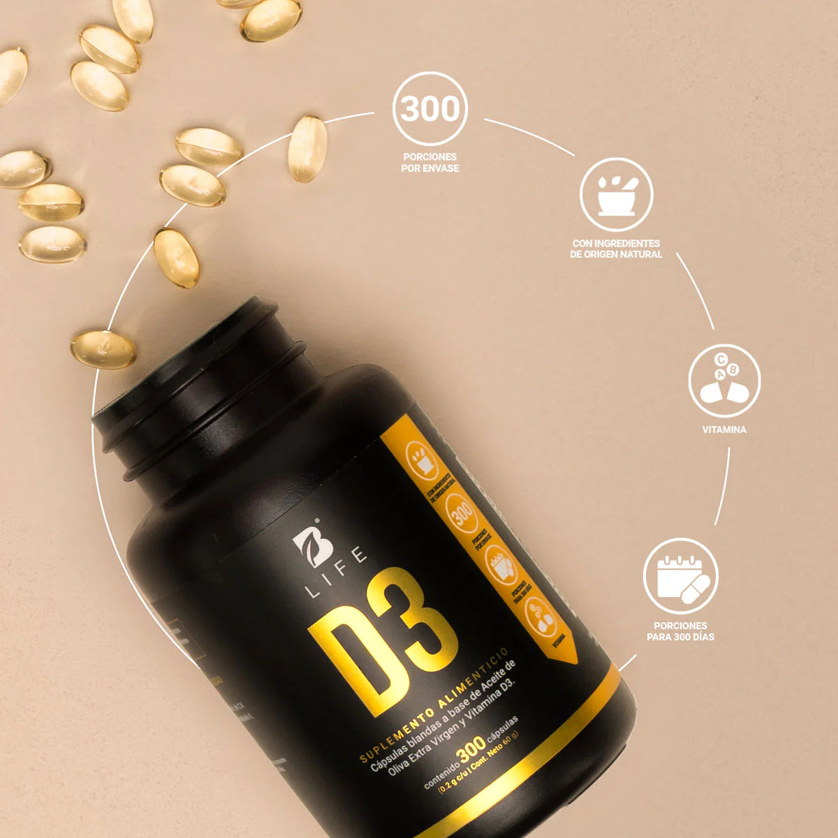 D3 | Vitamina D3 125mcg (5,000ui) 300 cápsulas