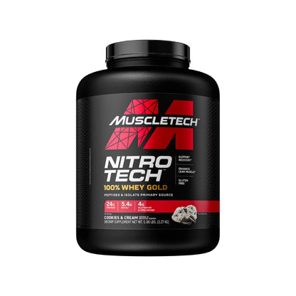 NITRO-TECH 100% WHEY GOLD 5lb | Proteína de suero de leche (Whey Protein) y Glutamina 69 servicios
