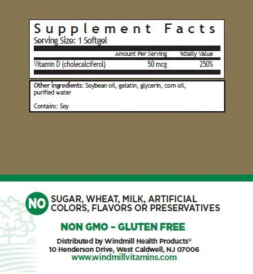 D3 Cholecalciferol | Vitamina D3 50mcg (2,000ui) 100 cápsulas