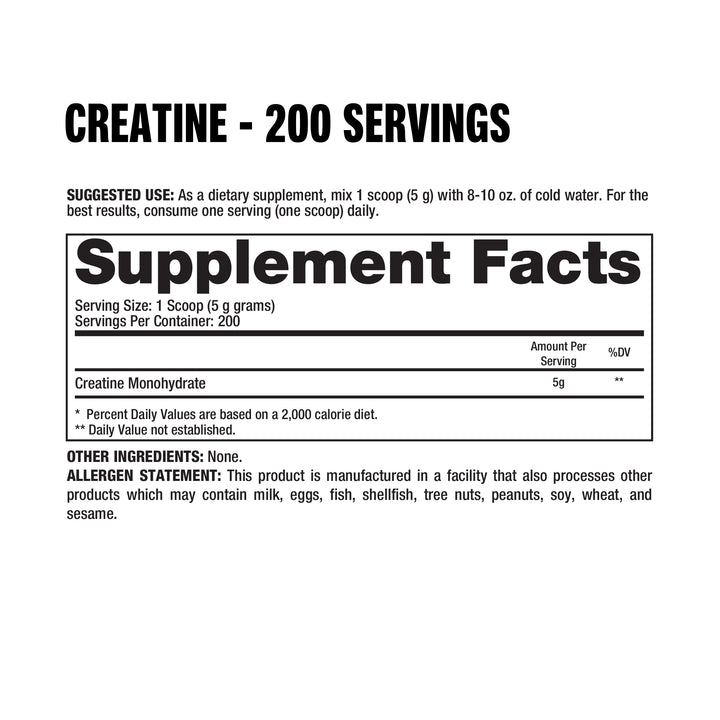 Creatine Monohydrate | Creatina monohidrato 1kg 200 servicios