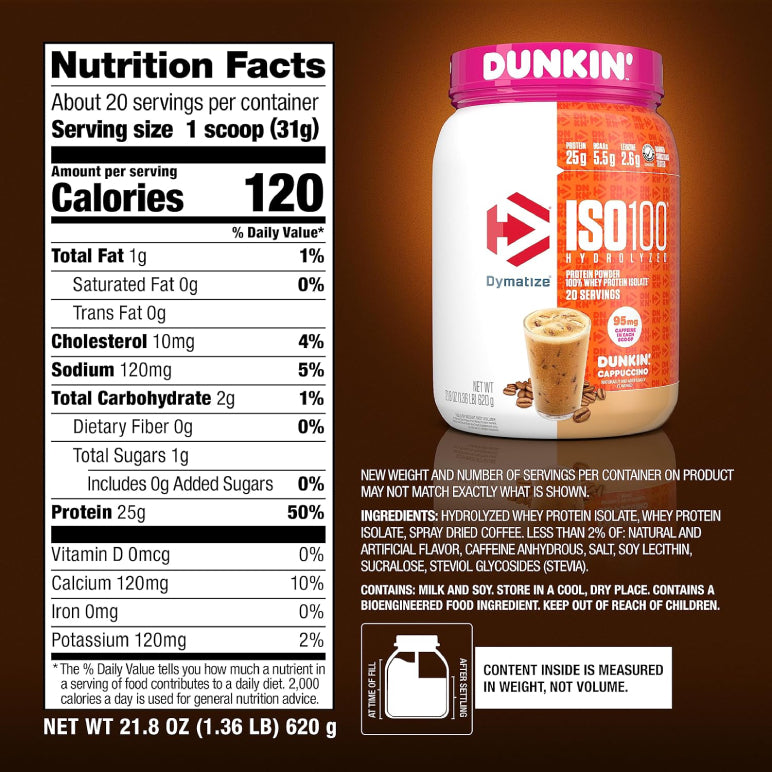 ISO 100 1.3lb | Proteína de suero de leche Hidrolizada (Hydrolyzed Whey) 20 servicios