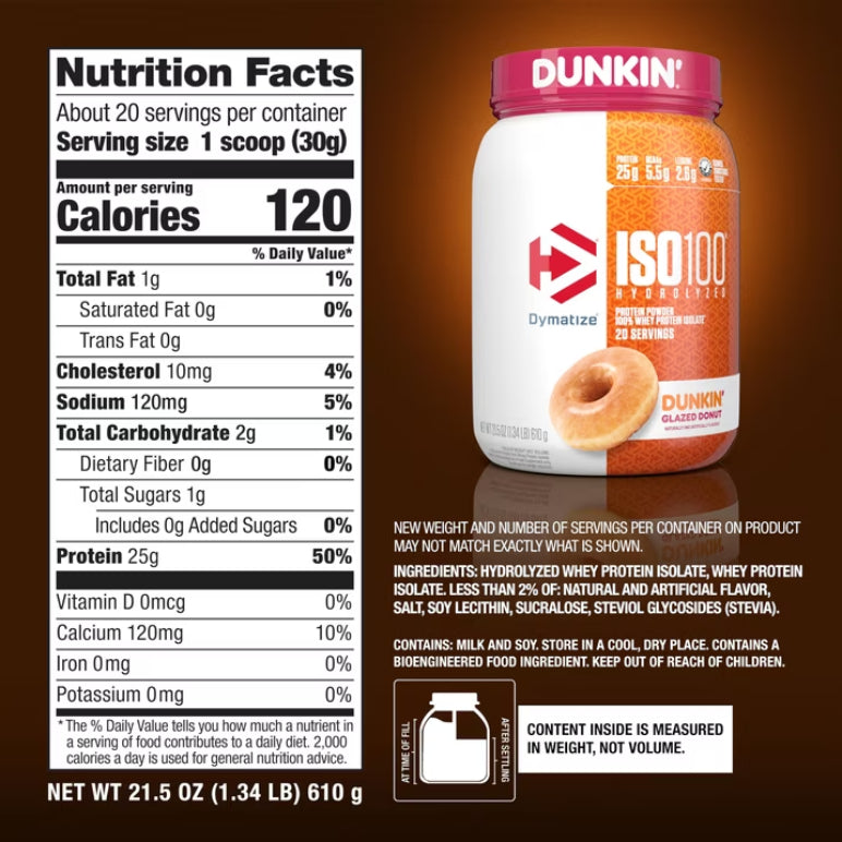 ISO 100 1.3lb | Proteína de suero de leche Hidrolizada (Hydrolyzed Whey) 20 servicios