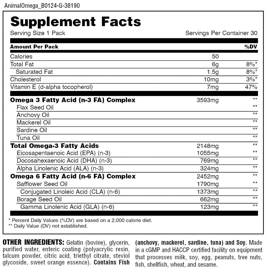 Animal OMEGA | Omega 3, 4,000mg 30 packs
