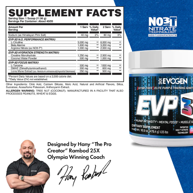 EVP 3D | Pre-entreno sin estimulantes 20/40 servicios
