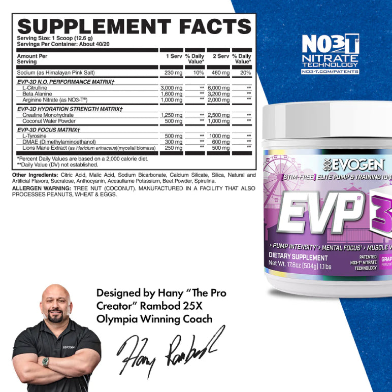 EVP 3D | Pre-entreno sin estimulantes 20/40 servicios