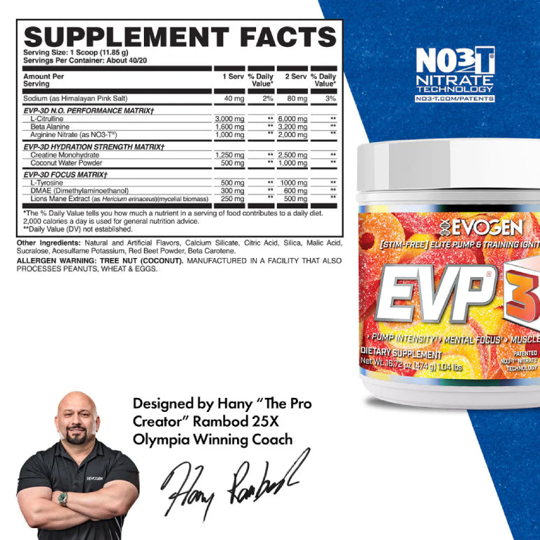EVP 3D | Pre-entreno sin estimulantes 20/40 servicios