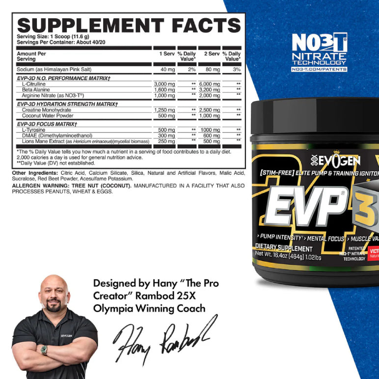 EVP 3D | Pre-entreno sin estimulantes 20/40 servicios