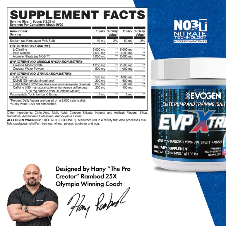 EVP Xtreme N.O. | Pre-entreno con estimulantes 20/40 servicios